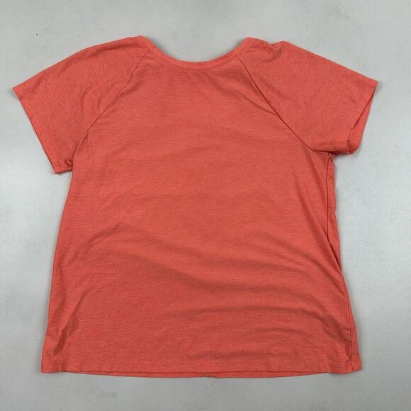 Lands’ End Girls Sz L 14 Orange Twist Open Back Activewear T-Shirt Short Sleeve - Picture 2 of 7